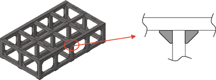 角形鋼管で構成された構造体の一例